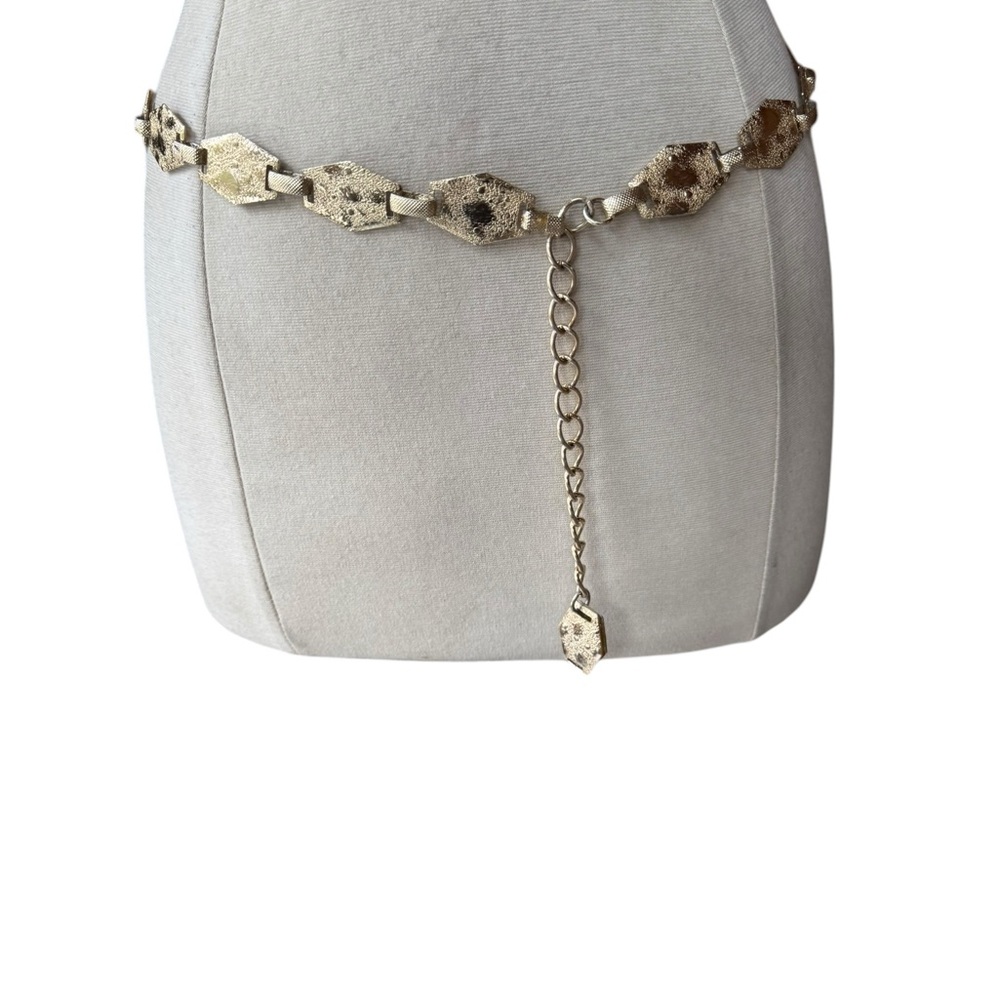 1980s/90s Gold-Tone Hexagon‎ Adjustable Chain Link Belt